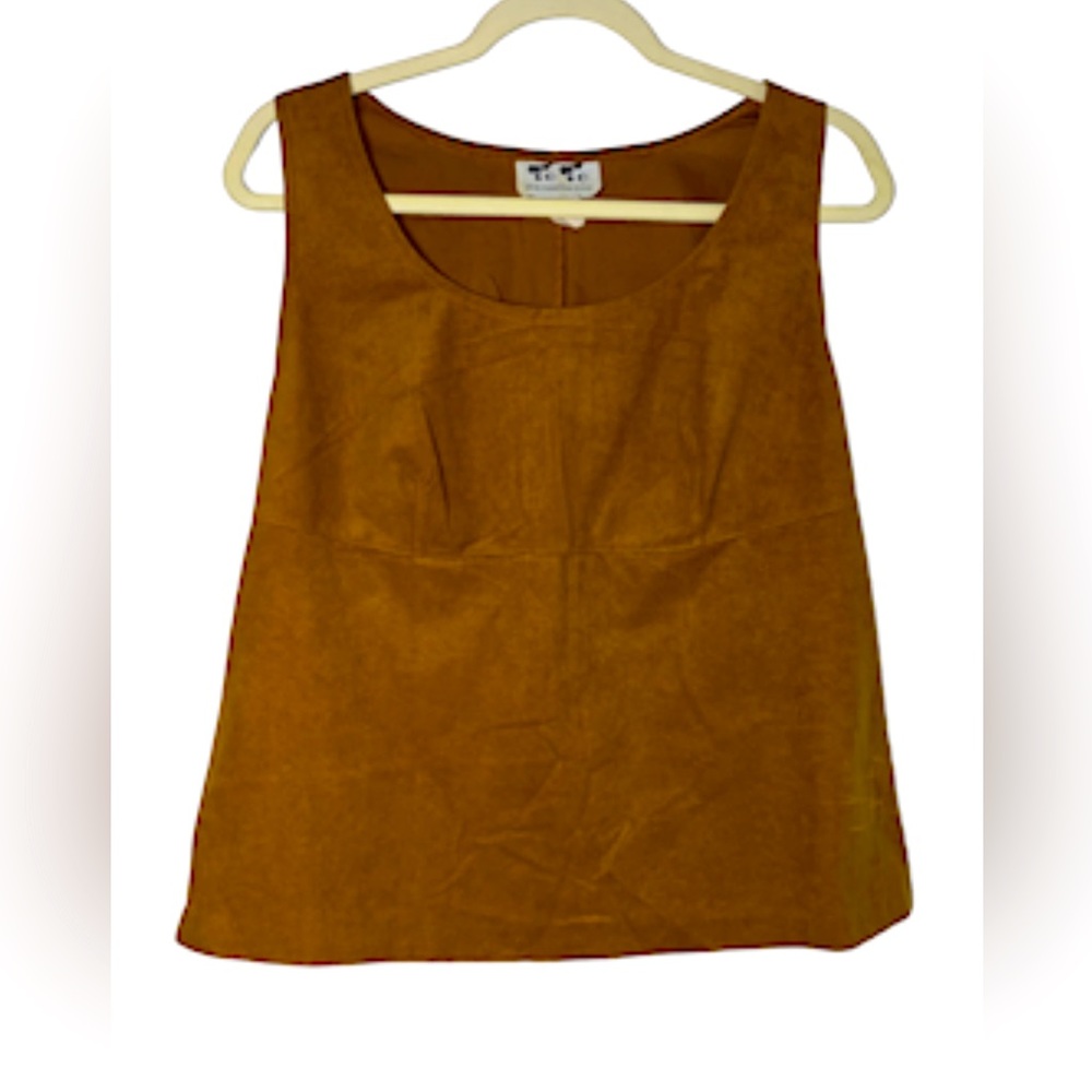 To To Collection USA Vintage Tank Top Brown Faux Leather Size XXLarge